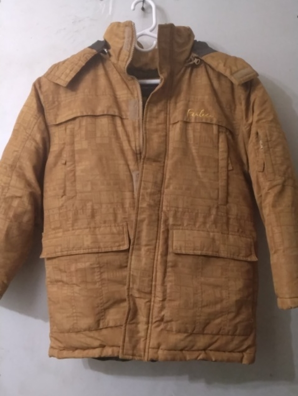 Vintage FUBU Boys Tan Down Quilted Puffer Jacket Sz 10-12